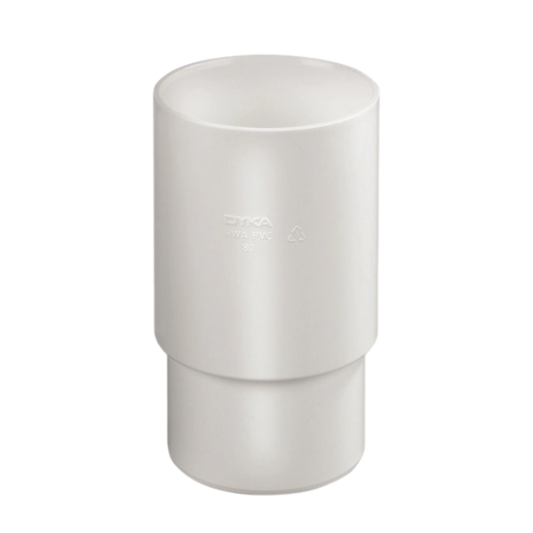 Dyka PVC HWA verlengde mof 100mm, wit, mof/verjongd spie