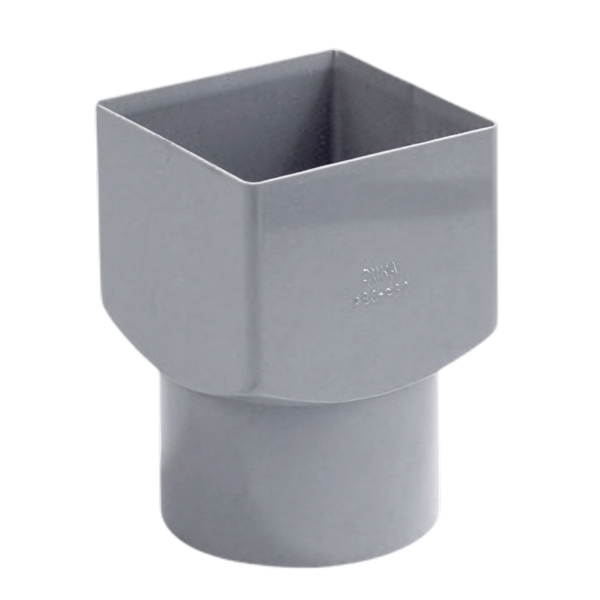 Dyka PVC Verloop vierkant 80mm x 103mm rond, grijs