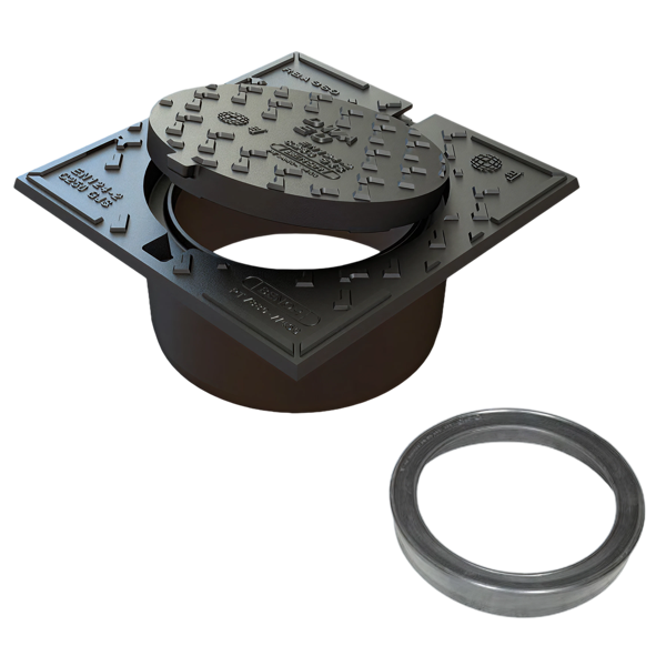 GY deksel Ø250MM, Dicht, C250, RWA, + EPDM Ring, 318 x 318mm