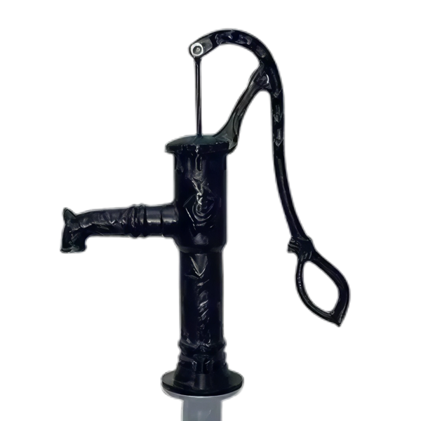 Handzwengelpomp type rozendecor, met voetflens, zwart