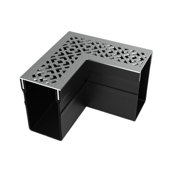 MW Drain 65/100 hoekstuk, Diamond-line met RVS rooster