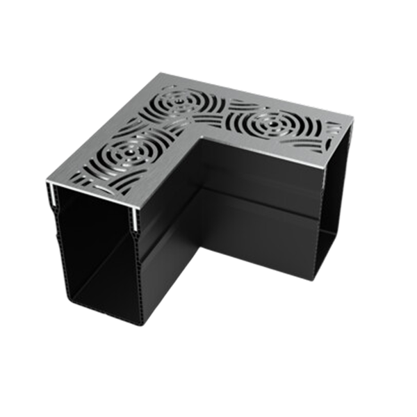 MW Drain 65/100 hoekstuk, Falcon-line met RVS rooster