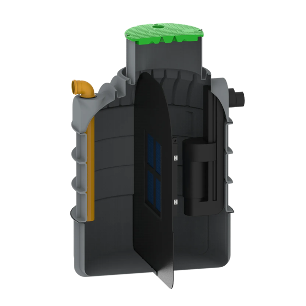 MW RoOil, PE OBAS 1700L, 6,0 L/s, Ø1300x2000mm, 2x Ø125mm