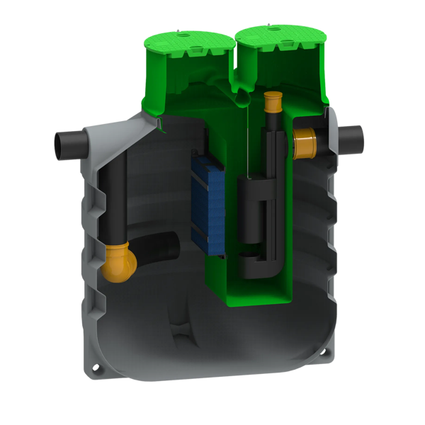 MW RoOil, PE OBAS 4000L, 20,0 L/s, Ø1800x2350mm, 2x Ø200mm