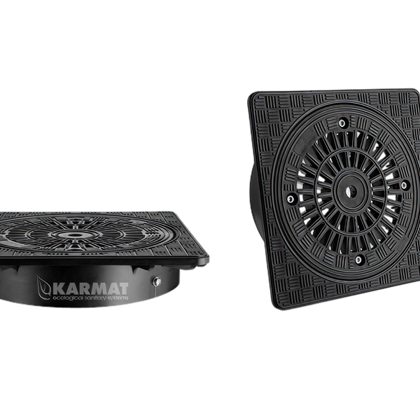 MW vierkant PP deksel, gesleufd, Ø315 mm, 365 x 365 mm