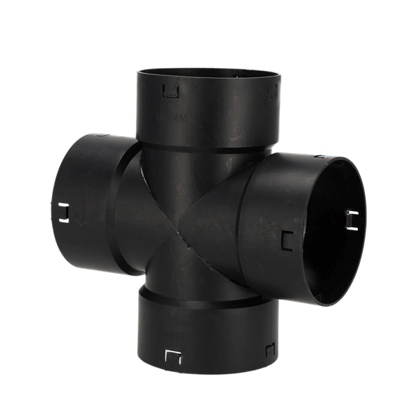 PP Verloop kruis klik T-stuk, 160/80 mm, voor drainagebuis