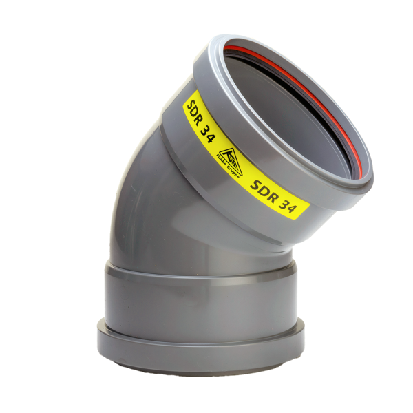 PVC Bocht 45° 125 SN8 M/M