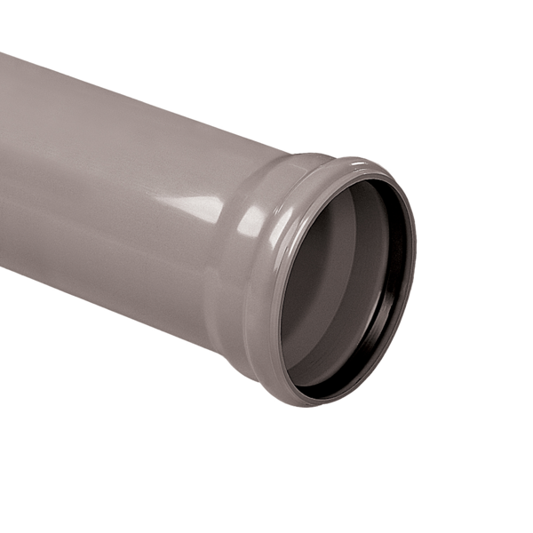 PVC buis 110 mm, grijs, SN4, manchet mof, L = 5 mtr