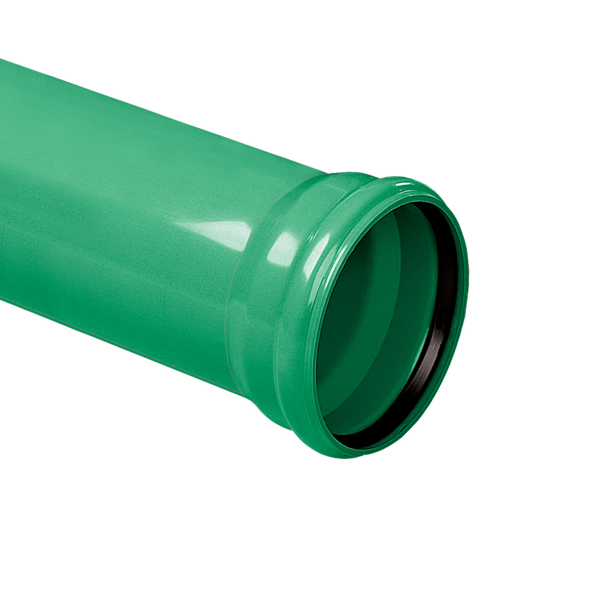 PVC buis 315 mm, groen, SN8, manchet mof, L = 5 mtr