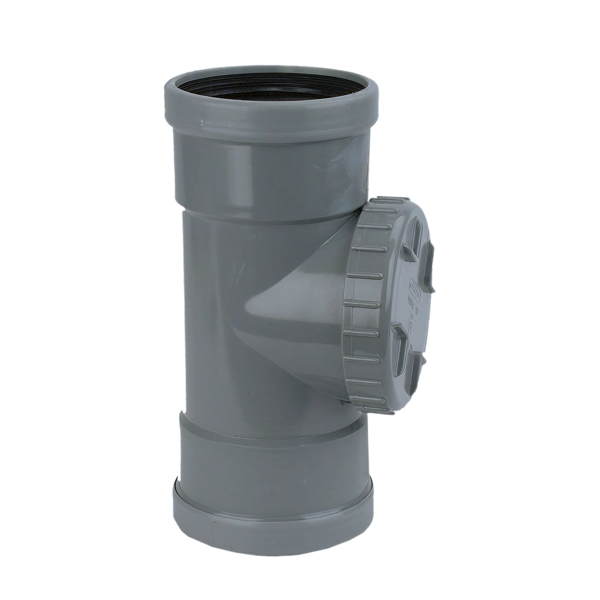 PVC Ontsoppingsstuk 125mm met schroefdeksel 2x mof