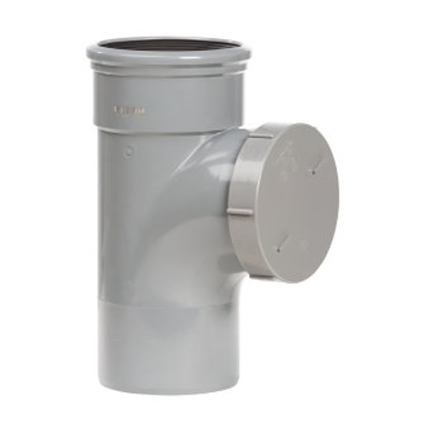 PVC ontstoppingsstuk 110mm met schroefdeksel mof/spie