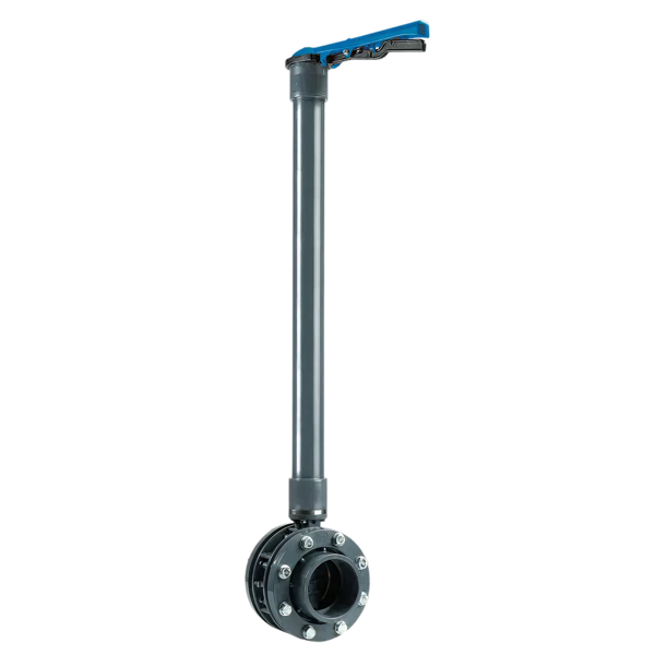 PVC verlengde vlinderklep 125mm compleet, L=1000mm