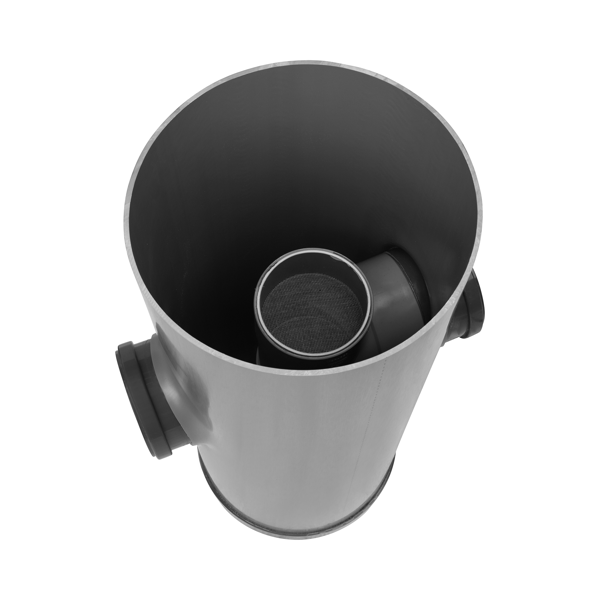 Pvc zandvangput, Ø315, incl. dub. filter, 2x 125 mm, H= 85cm