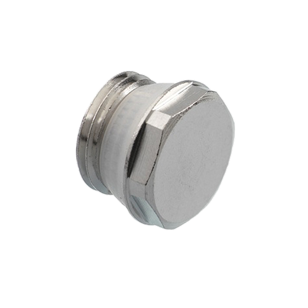 Radiatorblindstop 1/2" vernikkeld met trapezoïdale voeg