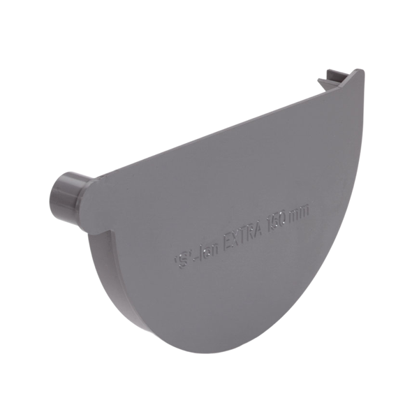 S-lon eindstuk voor mastgoot 150mm, Rechts, grijs, lijm