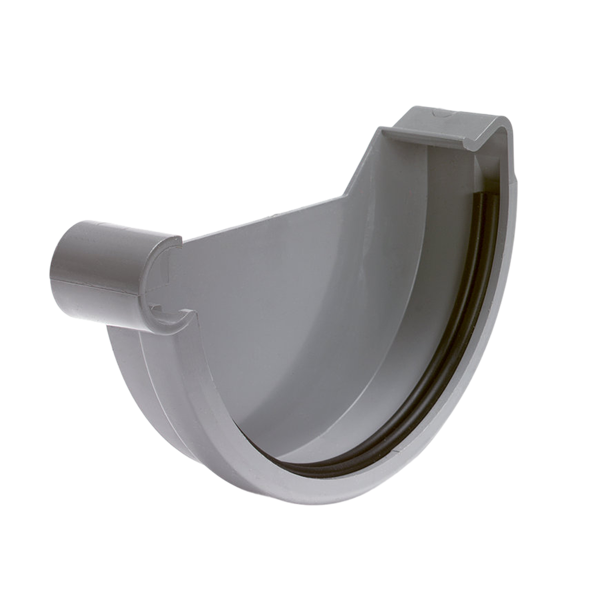 S-lon Klem eindstuk voor mastgoot 125mm, Links, grijs