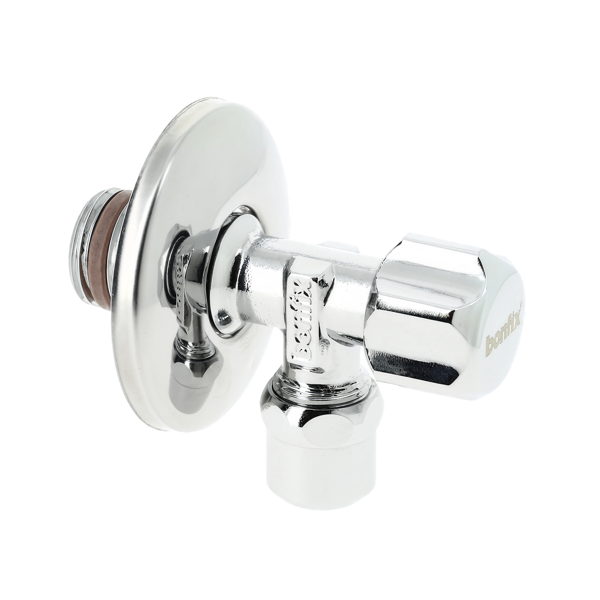 Schell hoekstopkraan 1/2" x 10mm knel, met rozet