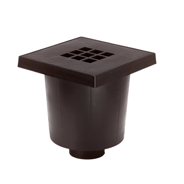 Schrobput met pp deksel, 200 x 200, onderuitloop 75mm