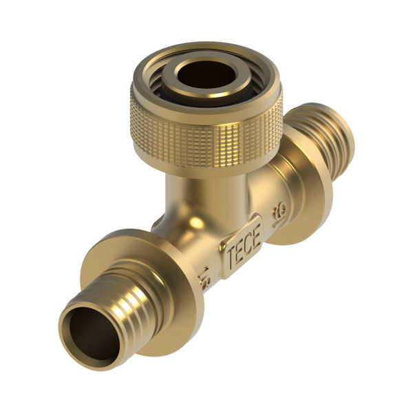 TECEflex snel adapter, T-stuk, uitgang, silicium brons 16 x