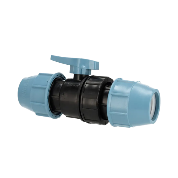 Unidelta PP-Kogelkraan, 2 x klem, 32 x 32, PN 16