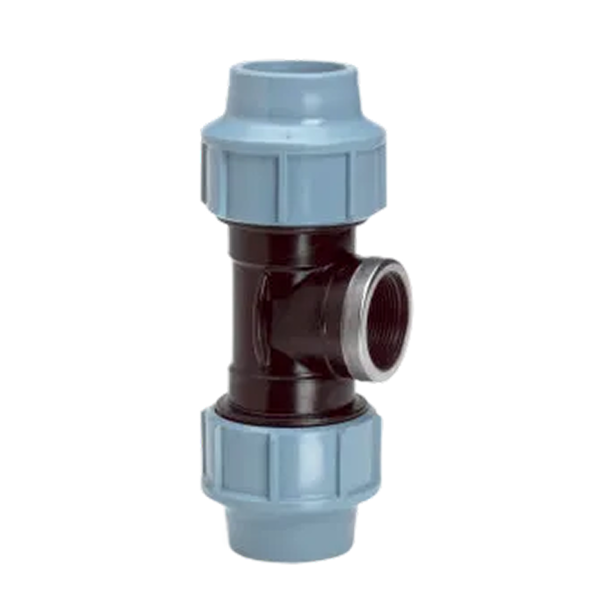 Unidelta PP T-stuk met bi en verst. ring., 50 x 1 1/4'' x 50