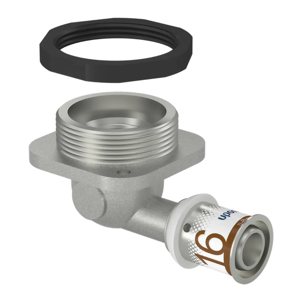 Uponor S-Press Plus Aqua pers aansluitknie vlak UPS 16mmx1/2