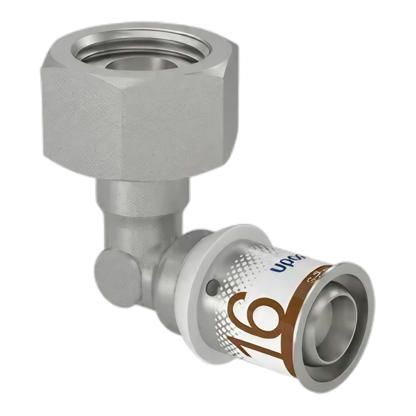 Uponor S-Press Plus Aqua pers SK-knie 90° Geberit 16mmx1/2" bi.dr.