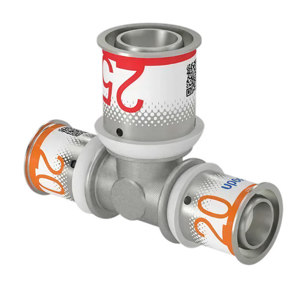 Uponor S-Press Plus pers T-stuk verlopend 20x25x20mm