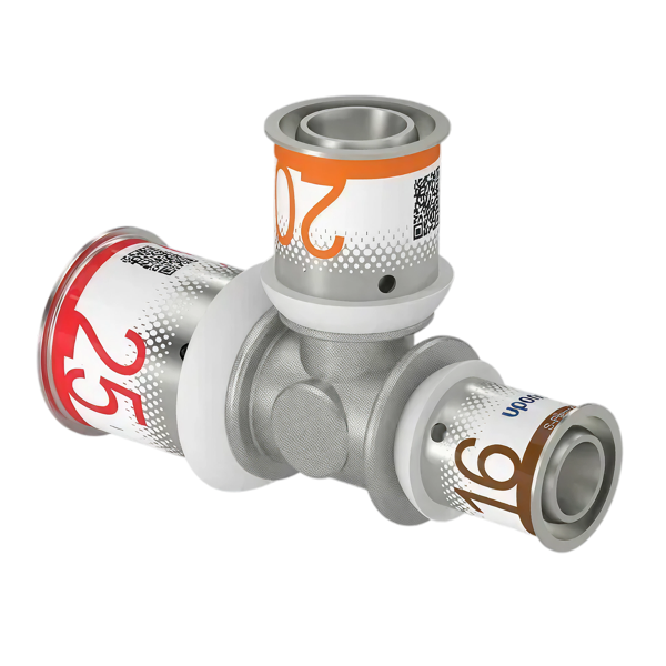 Uponor S-Press Plus pers T-stuk verlopend 25x20x16mm