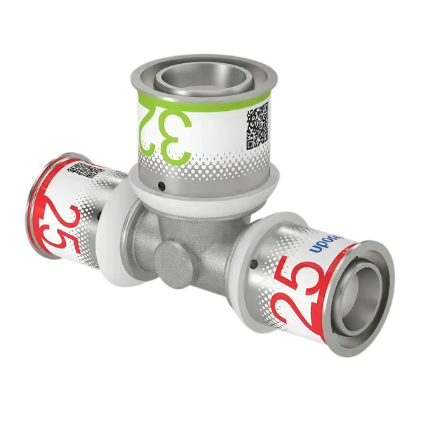 Uponor S-Press Plus pers T-stuk verlopend 25x32x25mm