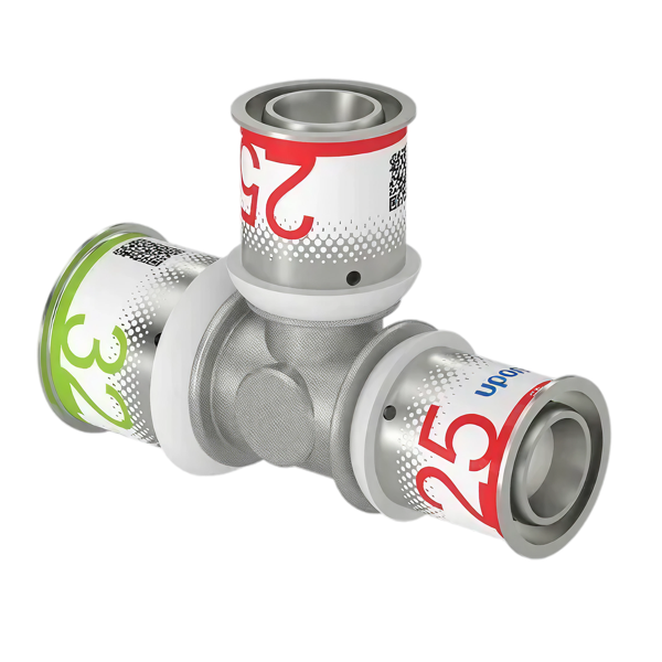 Uponor S-Press Plus pers T-stuk verlopend 32x25x25mm