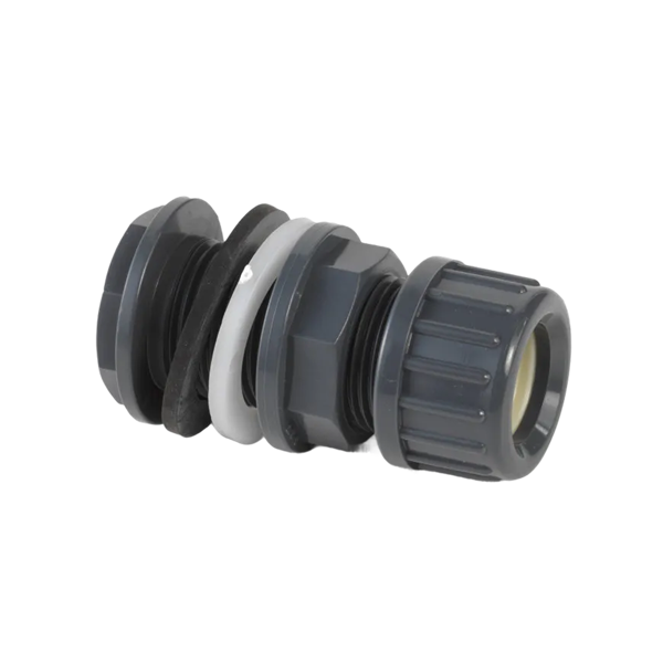 Wanddoorvoer 50mm klem x 2", PVC