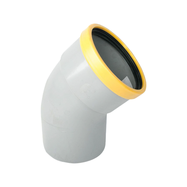 Wavin PVC Bocht 45° GR/GD 250 SN8 0,5D M/S